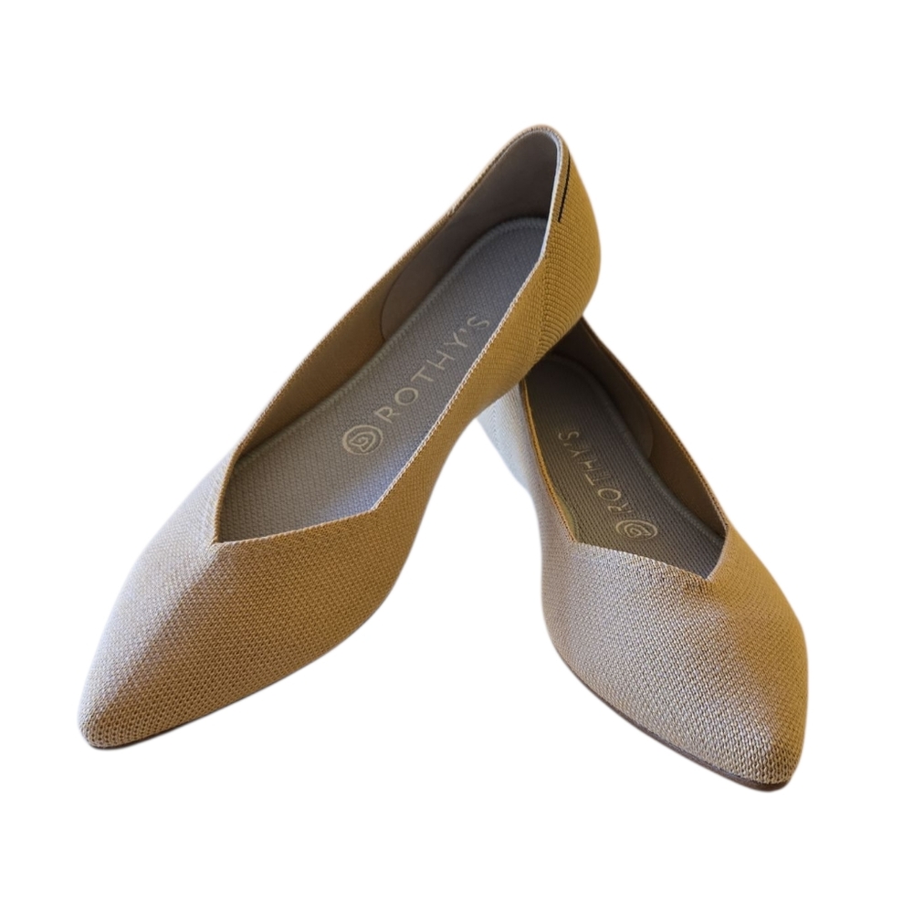 Rothy’s Merino Camel Points Pointed Toe Knit Flats Limited Edition Size 8.5 NWOB - Picture 3 of 16